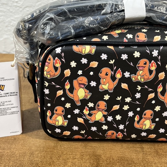 Loungefly Pokemon Charmander Black Floral Crossbody Bag NWT - Picture 7 of 13